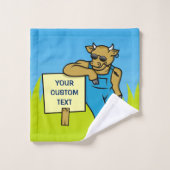 Kuh mit Zeichen Badhandtuch Set (Waschlappen)