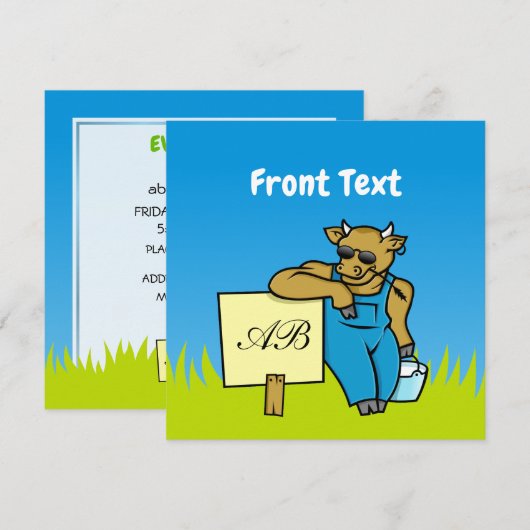 Kuh mit Zeichen Einladung (Vorne/Hinten)