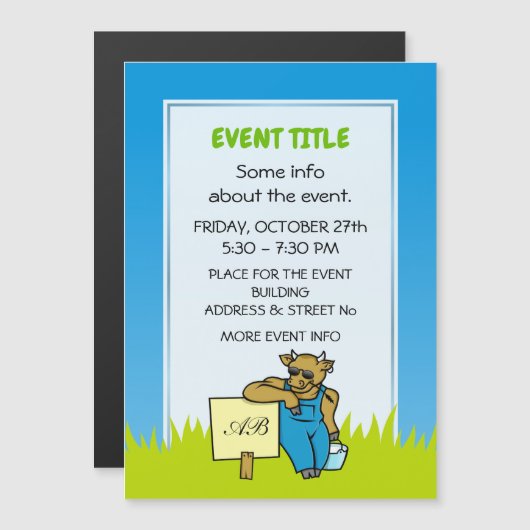 Kuh mit Zeichen Magnetkarte (Vorne/Hinten)