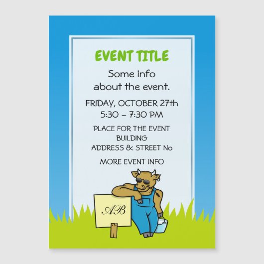 Kuh mit Zeichen Magnetkarte (Vorderseite)