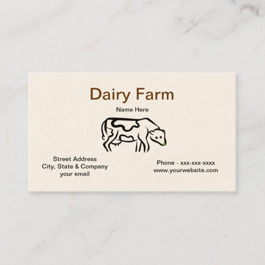 Kuh-Molkerei-Visitenkarte Visitenkarte (Vorderseite)