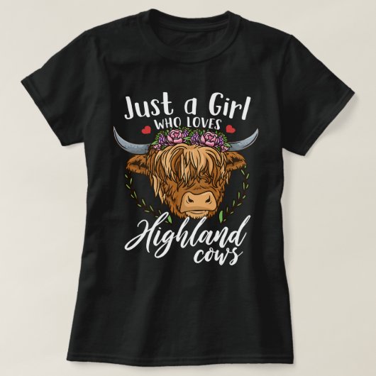 Kuh Mooey Highland Kuh nur ein Mädchen, die Lieben T-Shirt (Design vorne)