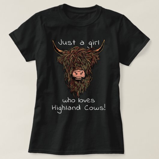 Kuh Mooey Just a Girl, die Kühe schottischen High  T-Shirt (Design vorne)