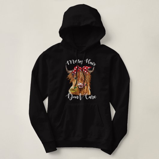 Kuh Mooey Messy Hair kümmern sich nicht um die Lie Hoodie (Design vorne)