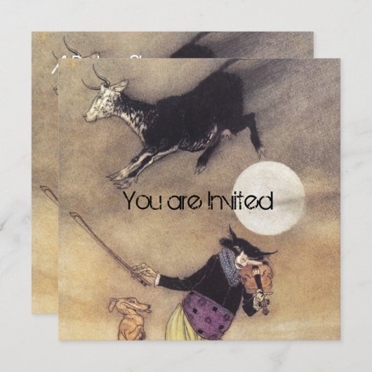 Kuh Moon Babydusche Einladung (Vorne/Hinten)