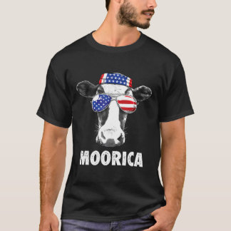Kuh Moorica Merica Männer Frauen USA-Flagge T-Shirt