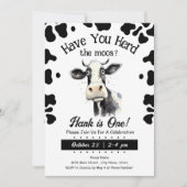 Kuh Moos 1. Geburtstag Wasserfarbe Einladung (Vorderseite)