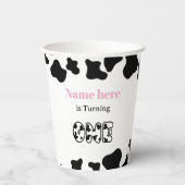 Kuh-Motto Erste Geburtstagfeier Pappbecher (Rückseite)