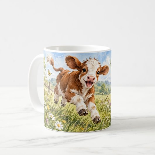 Kuh-Mug mit ein bisschen Freude Kaffeetasse (Vorderseite Links)