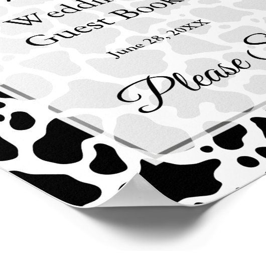 Kuh Muster Background Guest Book Sign Poster (Ecke)