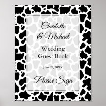 Kuh Muster Background Guest Book Sign Poster