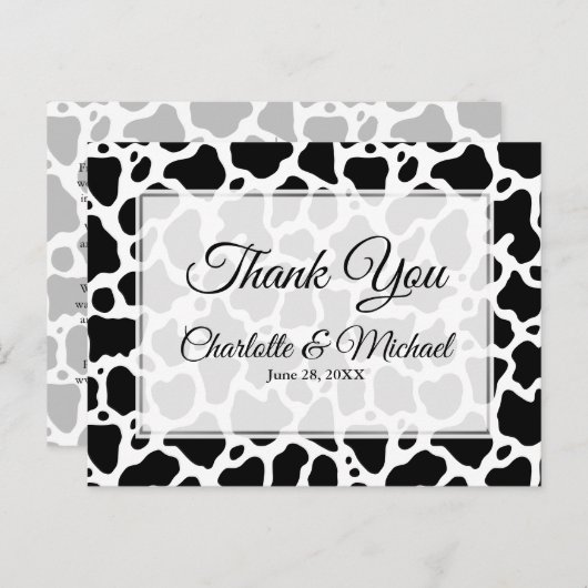 Kuh Muster Hintergrund Hochzeit Vielen Dank Postka Postkarte (Vorne/Hinten)