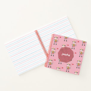 Kuh Muster Kind rosa Handschrift Praxis Notizblock