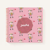 Kuh Muster Kind rosa Handschrift Praxis Notizblock (Vorderseite)