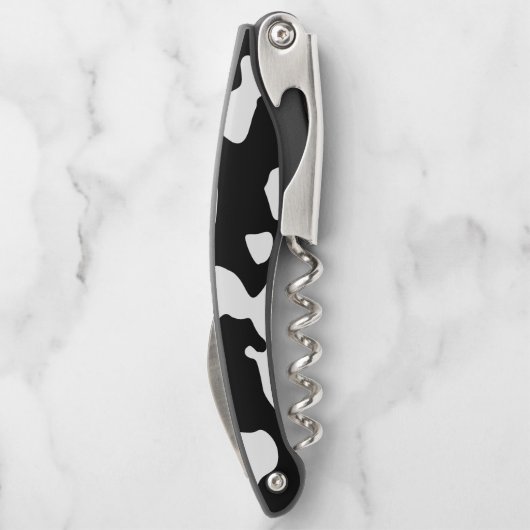 Kuh-Muster Schwarzweiss Kellnermesser (Rückseite)