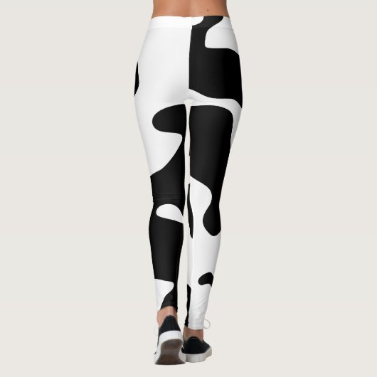Kuh-Muster Schwarzweiss Leggings (Rückseite)
