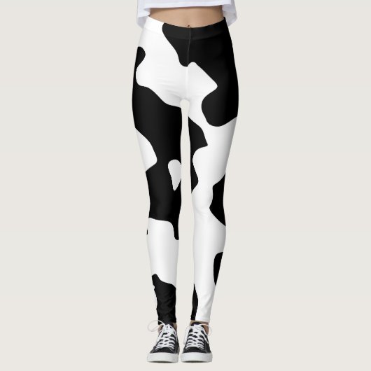 Kuh-Muster Schwarzweiss Leggings (Vorderseite)