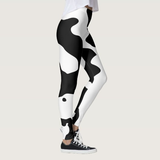 Kuh-Muster Schwarzweiss Leggings (Rechts)