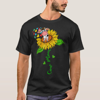 Kuh-Mutter Süße Bauernhoftiere Auf Sonnenblumen-La T-Shirt
