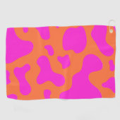 Kuh Neon Pink Orange Wildtier Muster Golfhandtuch (Horizontal)
