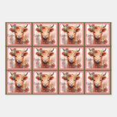 Kuh Niedliches Weihnachtskind Name Rosa hinzufügen Geschenkpapier Set (Vorderseite 3)
