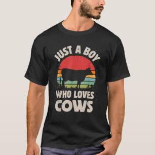 Kuh nur ein Junge, der Retro-Bauernhoftiere Farmer T-Shirt