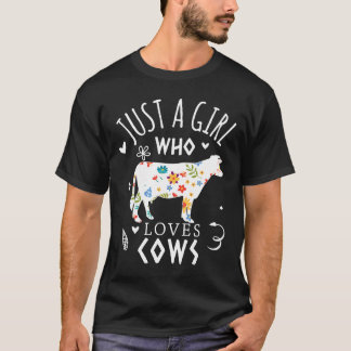 Kuh Nur Ein Mädchen Das Kühe Liebt Floral T-Shirt