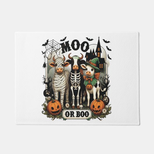 Kuh oder Boo Halloween-Kuh Fußmatte (Vorderseite)