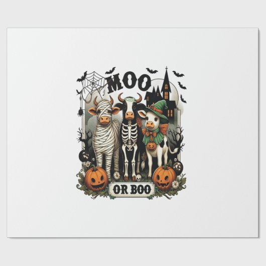 Kuh oder Boo Halloween-Kuh Geschenkpapier (Flach)