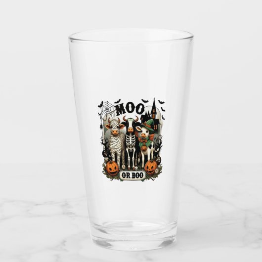Kuh oder Boo Halloween-Kuh Glas (Vorderseite)