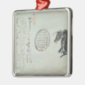 Kuh, ovales Fenster und Haiku Silbernes Ornament (Links)