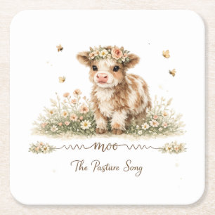 Kuh-Papierplatten Meadow Melody Rechteckiger Pappuntersetzer
