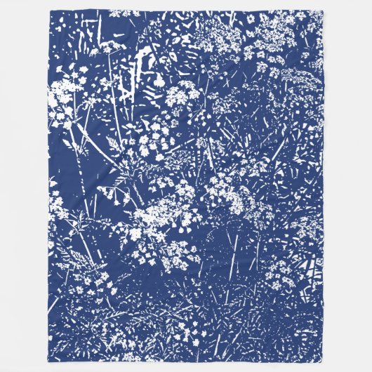 Kuh Parsley Cyanotype Stil Fleecedecke (Vorderseite)