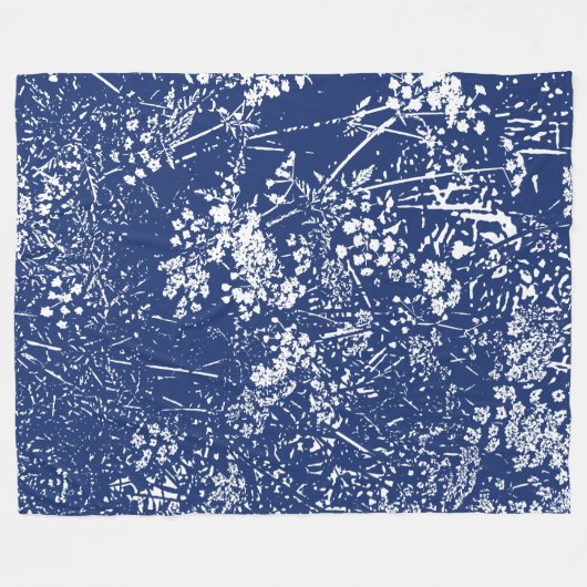 Kuh Parsley Cyanotype Stil Fleecedecke (Vorderseite (Horizontal))