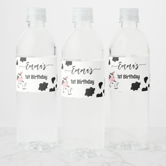 Kuh-Party-Geschirr Kuhmuster personalisiert Wasserflaschenetikett (Flaschen)