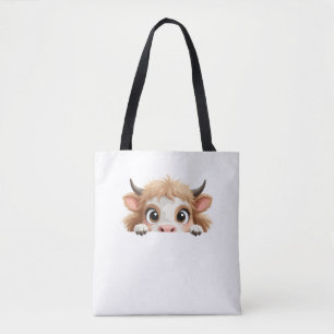 Kuh Peeking Niedlich Adorable Funny Animal Cartoon Tasche