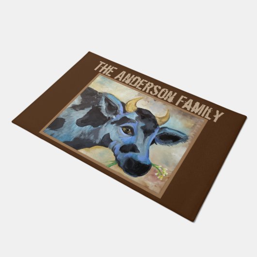 Kuh Personalisiert Fußmatte (Schrägansicht)