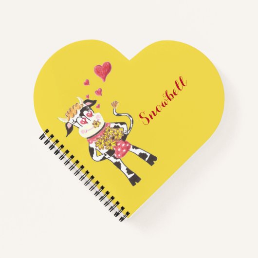 Kuh Personalisiert Heart Spiral Bound Notebook Notizbuch (Vorderseite)