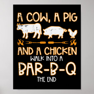 Kuh Pig Hühnerwanderung R B Q Grillen Rbecue Grill Poster