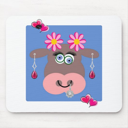 Kuh Pink Blume Blumenrauschen Mouse Pad! Mousepad (Vorne)