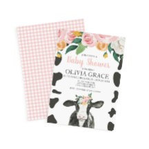 Kuh Pink Floral und Gingham Baby Dusche