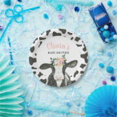 Kuh Pink Floral und Gingham Baby Dusche Pappteller (Party)