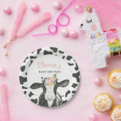 Kuh Pink Floral und Gingham Baby Dusche Pappteller (Party)