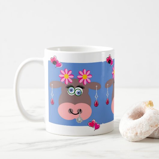 Kuh Pink Hearts Jewelier Tasse (Mit Donut)