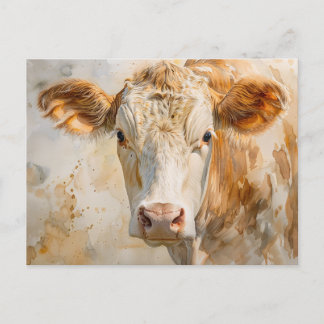 Kuh Portrait Aquarellmalerei Postkarte