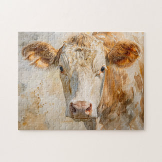Kuh Portrait Aquarellmalerei Puzzle