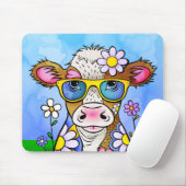 Kuh-Porträt als Doodle Mousepad (Mit Mouse)