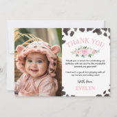 Kuh Print Birthday Foto Danke Karte (Vorderseite)