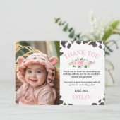 Kuh Print Birthday Foto Danke Karte (Stehend Vorderseite)