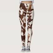 Kuh Print Black Brown Leggings (Vorderseite)